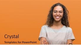  Presentation with army person pressing remote baton - Slides with wearing glasses happy face smiling background and a gold colored foreground