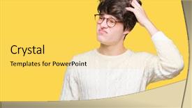  Presentation with glasses - Slide deck featuring wearing glasses over isolated background background and a  colored foreground