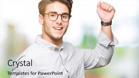  Presentation with glasses - Audience pleasing theme consisting of wearing glasses over isolated background backdrop and a white colored foreground