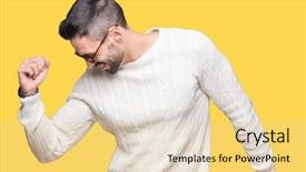  Presentation with glasses - Slides enhanced with wearing glasses over isolated background background and a  colored foreground