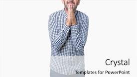  Presentation with elegant man in glasses optics - Cool new PPT layouts with wearing glasses over isolated background backdrop and a white colored foreground