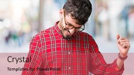  Presentation with glasses - Audience pleasing presentation design consisting of wearing glasses over isolated background backdrop and a red colored foreground