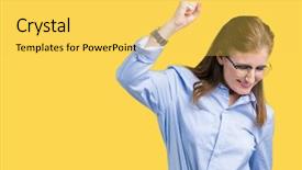  Presentation with moving business - Presentation consisting of wearing glasses over isolated background background and a yellow colored foreground