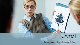  Presentation with test - Beautiful presentation theme featuring psychologist wearing glasses showing rorschach backdrop and a teal colored foreground