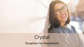  Presentation with pretty girl - Presentation theme having wearing glasses smiling cheerful leaning background and a lemonade colored foreground