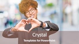  Presentation with hands heart - Colorful PPT theme enhanced with wearing glasses smiling in love backdrop and a  colored foreground