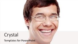  Presentation with ophthalmology - Presentation design having wearing glasses smiling perfect healthy background and a lemonade colored foreground