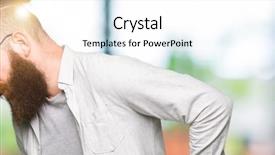  Presentation with hand wrist pain - Colorful slides enhanced with wearing glasses suffering of backache backdrop and a white colored foreground