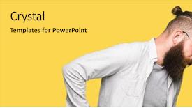  Presentation with back pain - Amazing PPT layouts having wearing glasses suffering of backache backdrop and a light gray colored foreground