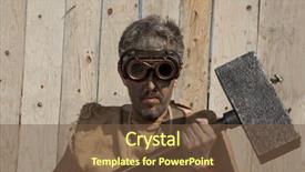  Presentation with steampunk - Theme consisting of wearing glasses with sledge hammer background and a tawny brown colored foreground