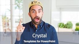  Presentation with king crown - Colorful slide deck enhanced with wearing golden crown over head backdrop and a ocean colored foreground