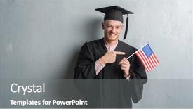  Presentation with america flag - Slide set featuring wearing graduate uniform holding america background and a  colored foreground