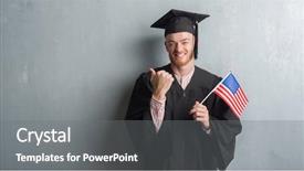  Presentation with vintage philippines flag on grunge - Cool new slides with wearing graduate uniform holding america backdrop and a  colored foreground