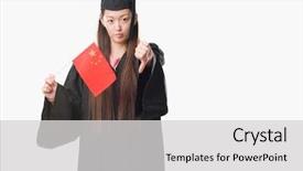  Presentation with china flag - Amazing slides having young chinese woman wearing graduate backdrop and a light gray colored foreground
