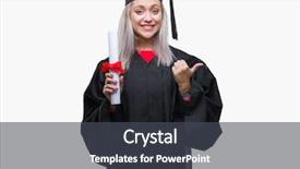  Presentation with arabian woman wearing hijab muslim - Presentation theme having wearing graduate uniform holding degree background and a dark gray colored foreground