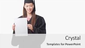  Presentation with chinese chinese - Beautiful presentation featuring wearing graduate uniform holding paper backdrop and a  colored foreground