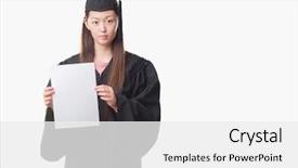  Presentation with medicina tradicional chinesa chinese herb - Theme having wearing graduate uniform holding paper background and a  colored foreground