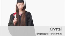  Presentation with chinese - Colorful PPT theme enhanced with wearing graduate uniform holding paper backdrop and a  colored foreground