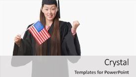  Presentation with united states flag - Audience pleasing slides consisting of wearing graduate uniform holding united backdrop and a  colored foreground