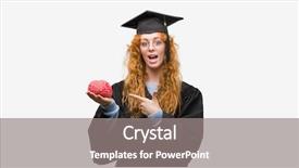  Presentation with young college student diagnosis of chlamydia - PPT theme with wearing graduated uniform holding brain background and a light gray colored foreground