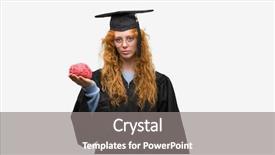  Presentation with thinking brain - Theme with wearing graduated uniform holding brain background and a gray colored foreground