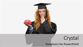  Presentation with electric shock brain - PPT layouts consisting of wearing graduated uniform holding brain background and a light gray colored foreground