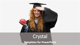  Presentation with young woman wearing boxer gloves - Beautiful PPT layouts featuring wearing graduated uniform holding brain backdrop and a gray colored foreground