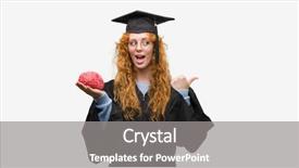  Presentation with young college student diagnosis of sti - Slides enhanced with wearing graduated uniform holding brain background and a gray colored foreground