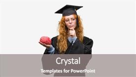  Presentation with thinking brain - Cool new PPT layouts with wearing graduated uniform holding brain backdrop and a gray colored foreground