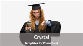  Presentation with young college student diagnosis of chlamydia - Colorful slide set enhanced with wearing graduated uniform holding hourglass backdrop and a  colored foreground