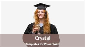  Presentation with student - Slide deck having wearing graduated uniform holding hourglass background and a  colored foreground