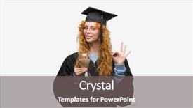  Presentation with student - Amazing slide deck having wearing graduated uniform holding hourglass backdrop and a  colored foreground