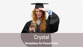  Presentation with young college student diagnosis of sti - Amazing PPT theme having wearing graduated uniform holding hourglass backdrop and a gray colored foreground