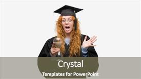  Presentation with holding hands - Audience pleasing PPT theme consisting of wearing graduated uniform holding hourglass backdrop and a  colored foreground