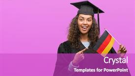  Presentation with graduation - Amazing theme having wearing graduation uniform holding flag backdrop and a purple colored foreground