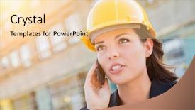  Presentation with cell phone towers - PPT theme with wearing hard hat at contruction background and a lemonade colored foreground