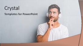  Presentation with music brain - Beautiful slide deck featuring wearing headphones listening to music backdrop and a light gray colored foreground