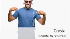  Presentation with music headphones - Theme with wearing headphones listening to music background and a  colored foreground