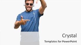  Presentation with music headphones - Beautiful PPT layouts featuring wearing headphones listening to music backdrop and a white colored foreground