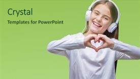  Presentation with love music - PPT layouts consisting of wearing headphones listening to music background and a yellow colored foreground