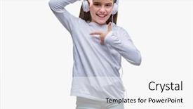  Presentation with music headphones - Audience pleasing slides consisting of wearing headphones listening to music backdrop and a  colored foreground