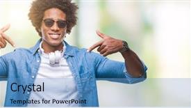  Presentation with music central america - Audience pleasing theme consisting of wearing headphones listening to music backdrop and a  colored foreground