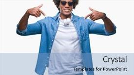  Presentation with latin america music - Cool new PPT theme with wearing headphones listening to music backdrop and a light blue colored foreground