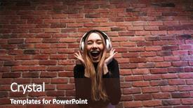  Presentation with hip hop - Cool new PPT theme with wearing headphones listening to music backdrop and a tawny brown colored foreground