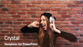  Presentation with hip hop dancing - PPT layouts consisting of wearing headphones listening to music background and a tawny brown colored foreground