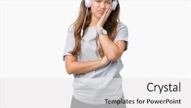  Presentation with headphones asia - Audience pleasing theme consisting of wearing headphones listening to music backdrop and a  colored foreground