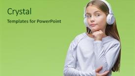  Presentation with music headphones - Beautiful PPT layouts featuring wearing headphones listening to music backdrop and a  colored foreground