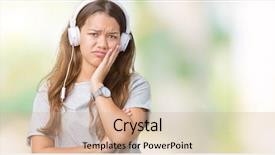  Presentation with music headphones - PPT layouts featuring wearing headphones listening to music background and a  colored foreground