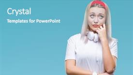  Presentation with music headphones - PPT theme having wearing headphones listening to music background and a  colored foreground