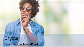  Presentation with central america music - Cool new PPT theme with wearing headphones listening to music backdrop and a light blue colored foreground